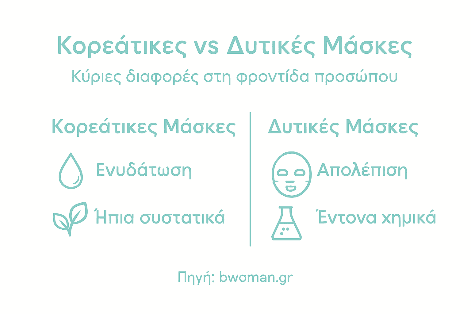 Γραφικό που παρουσιάζει τις διαφορές ανάμεσα στις κορεατικές και τις δυτικές μάσκες