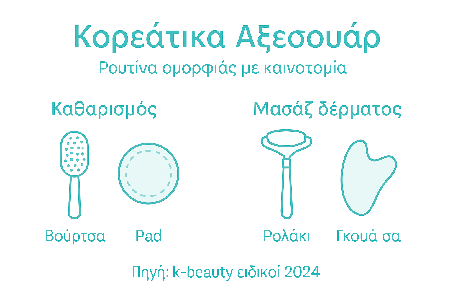 Εικονογράφηση με τα πιο δημοφιλή αξεσουάρ ομορφιάς από την Κορέα