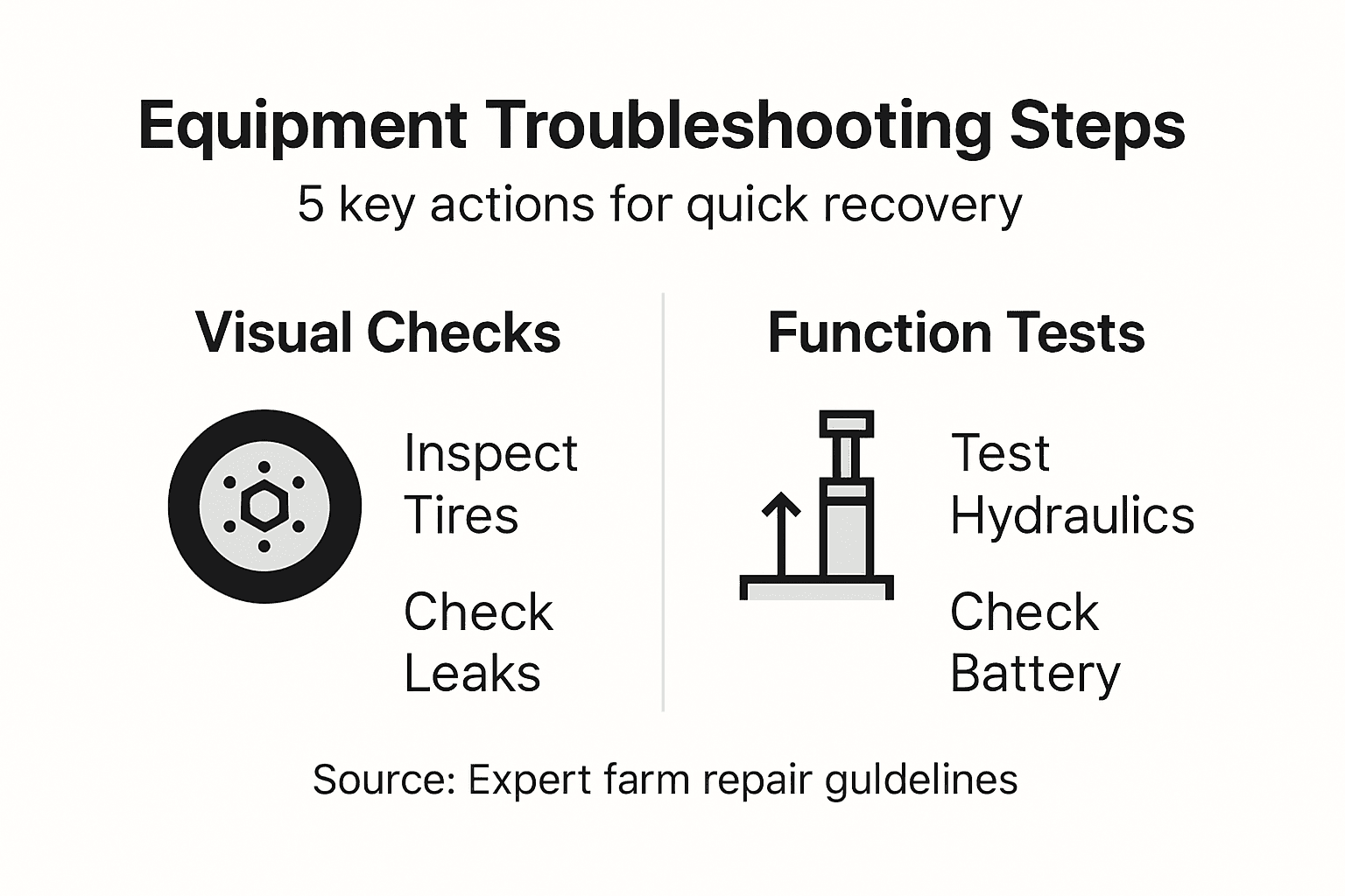 Infographic of equipment troubleshooting steps