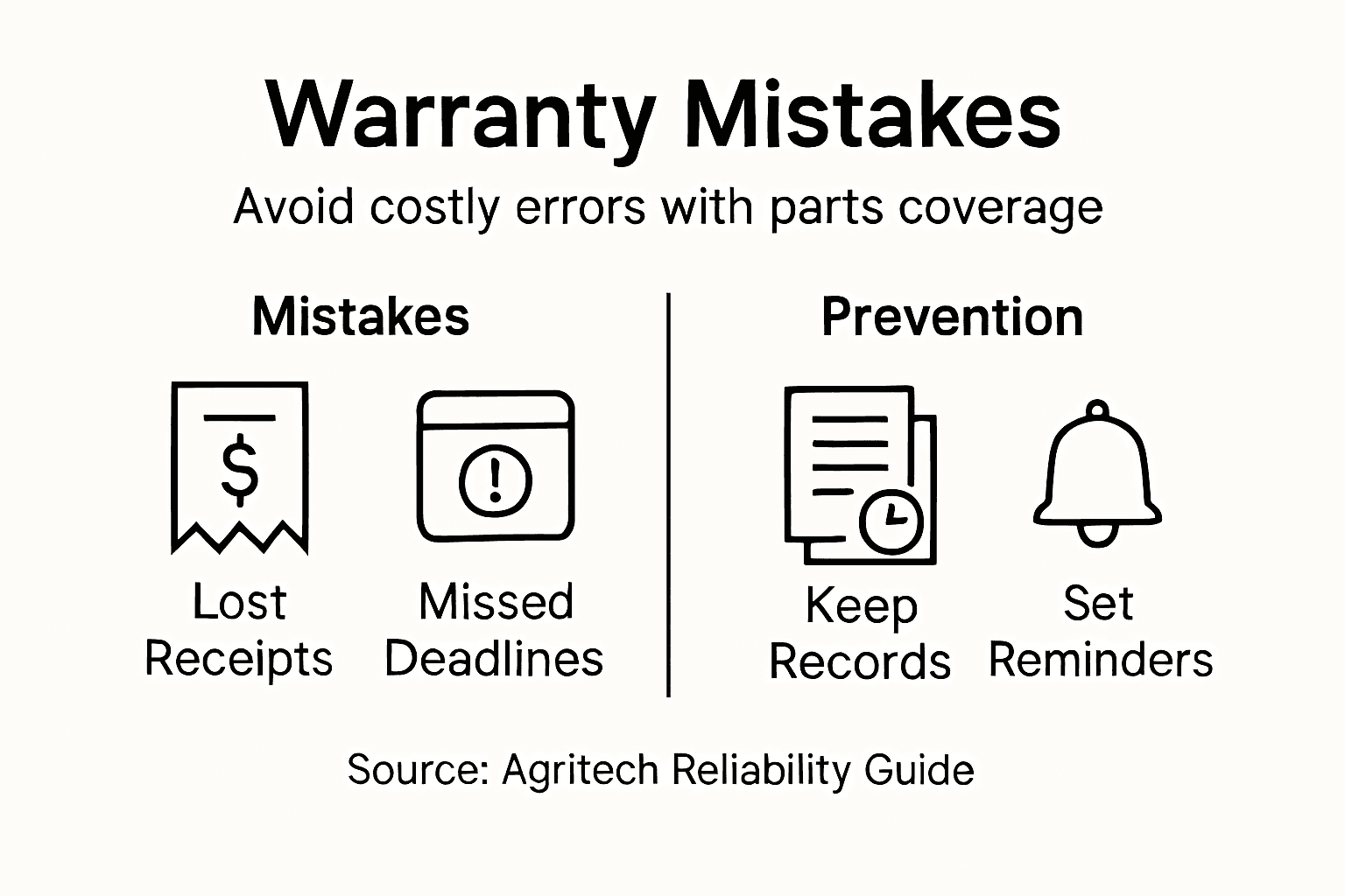 Infographic with warranty mistakes and solutions
