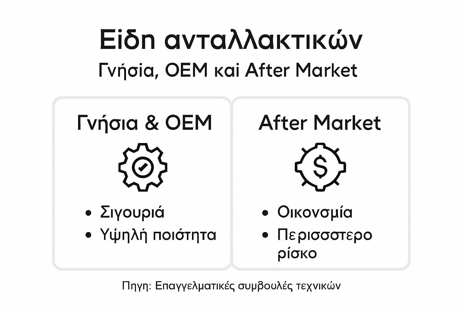 Ενημερωτικό γράφημα: Οι βασικές κατηγορίες ανταλλακτικών μηχανημάτων