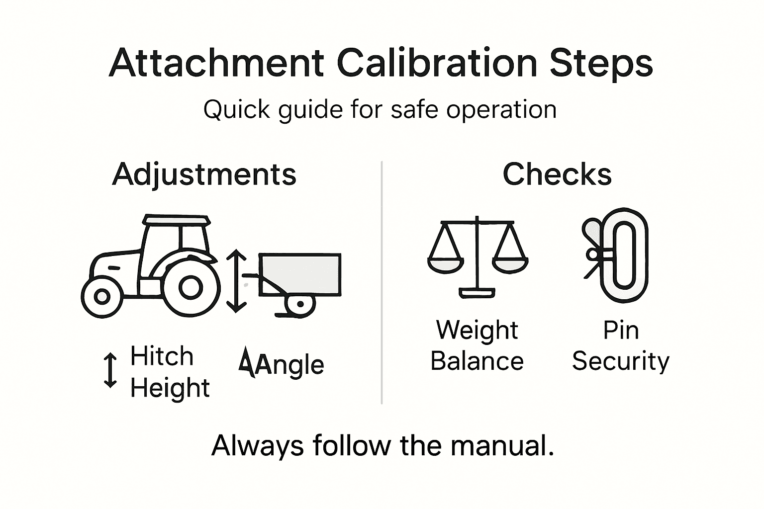 Infographic displaying attachment calibration steps