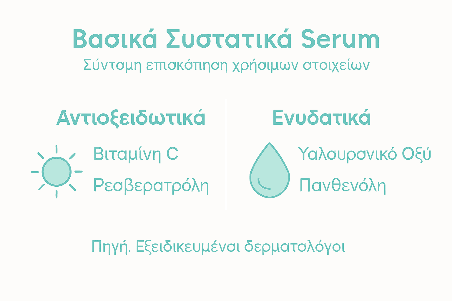 Γραφικό που παρουσιάζει τις βασικές κατηγορίες συστατικών των serum