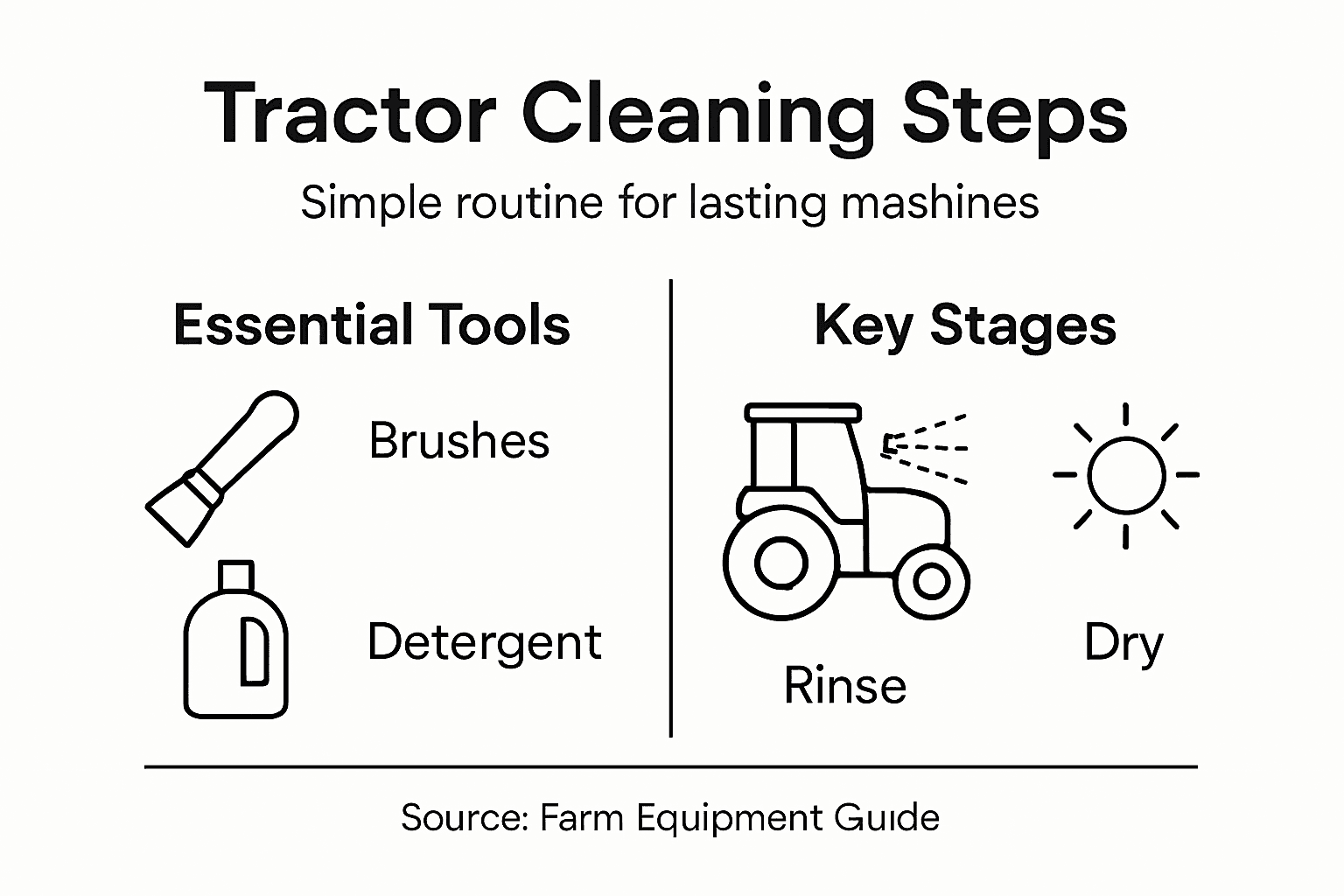 Infographic outlining tractor cleaning steps