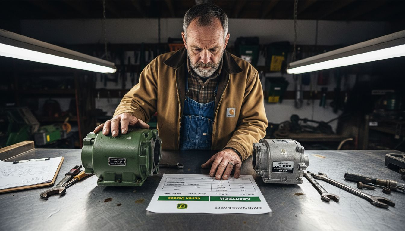 Manager reviewing OEM and aftermarket parts chart