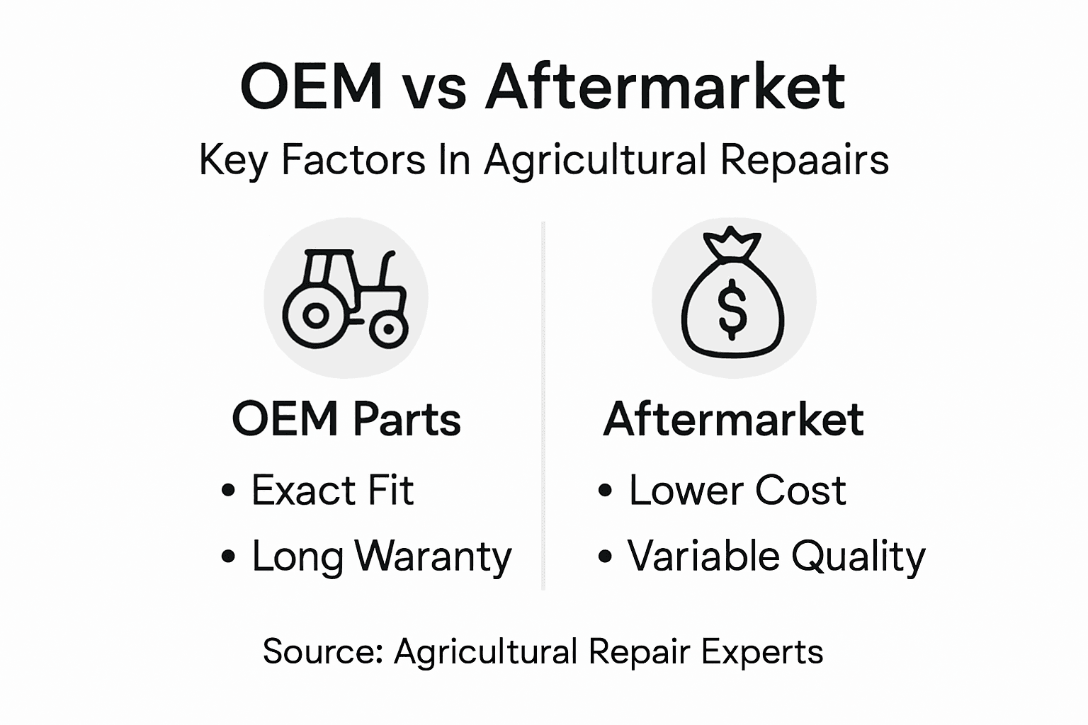 Infographic showing OEM versus aftermarket parts highlights
