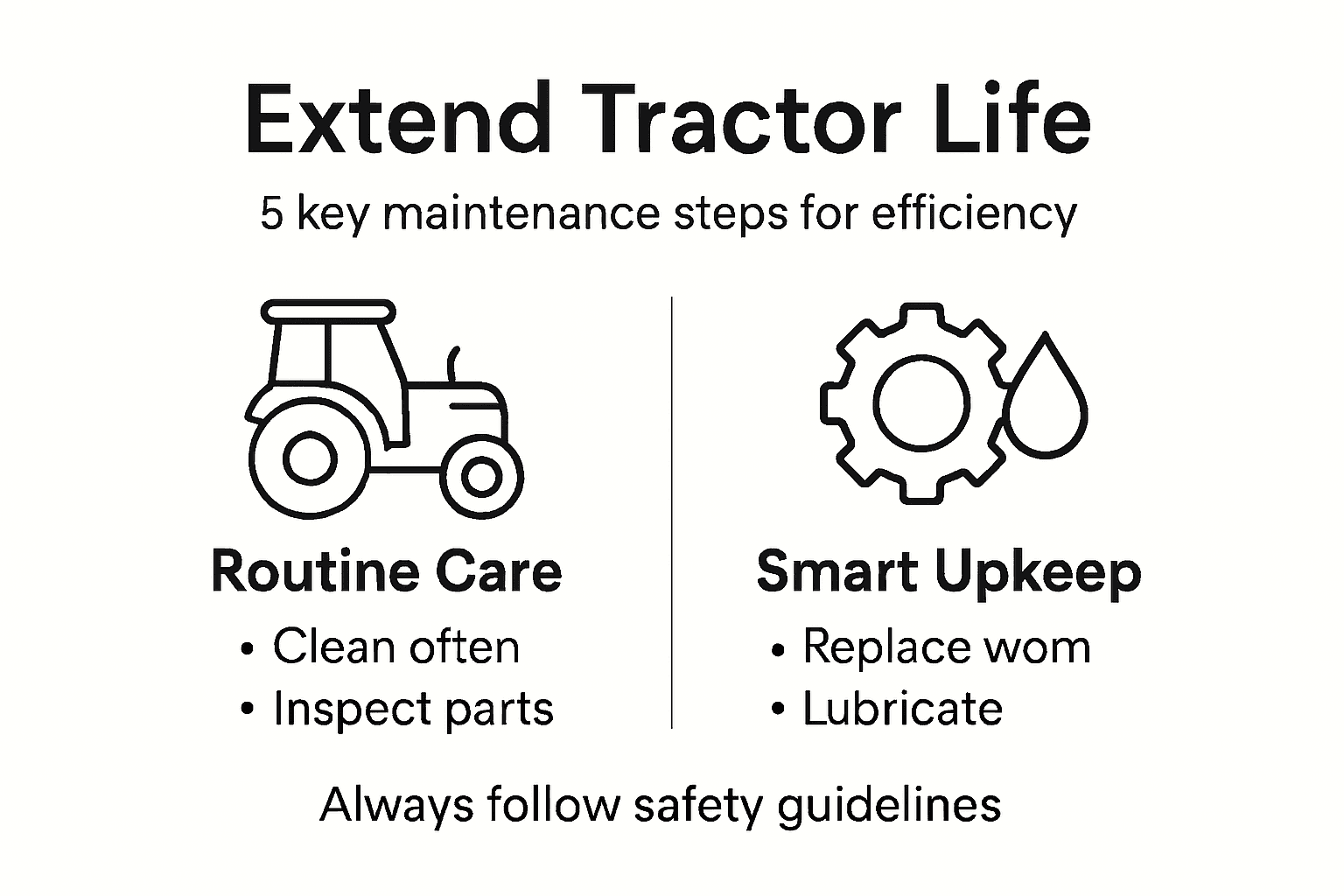 Infographic showing key tractor maintenance steps