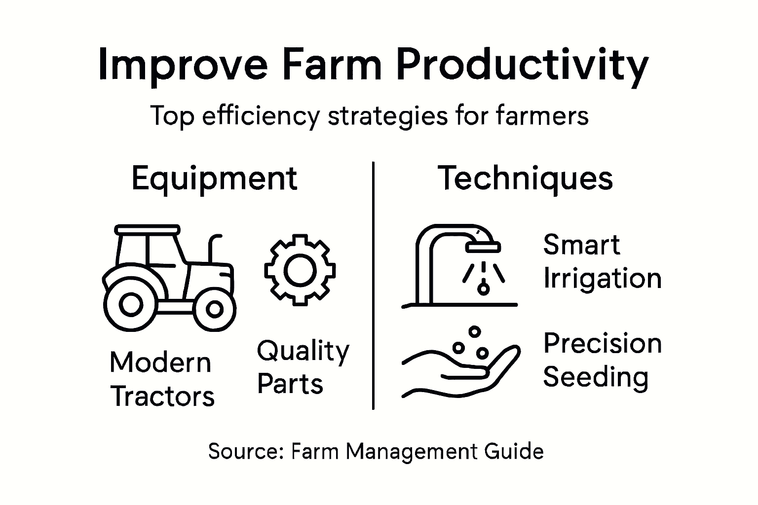 Infographic with farm productivity strategies
