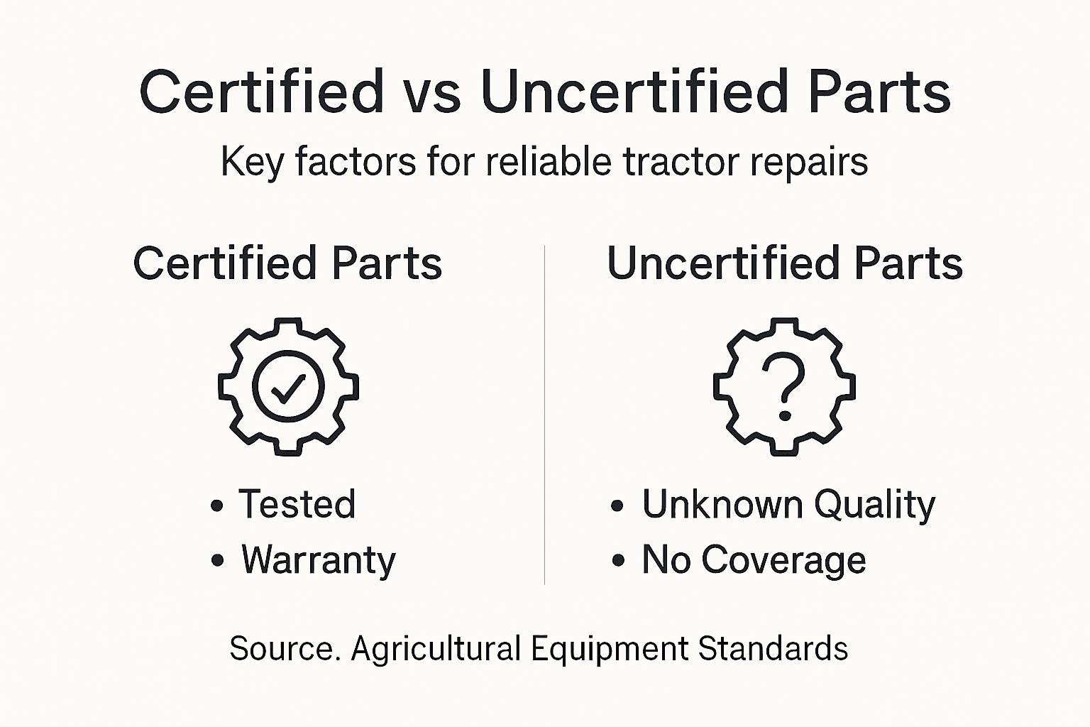 Infographic comparing certified and uncertified parts
