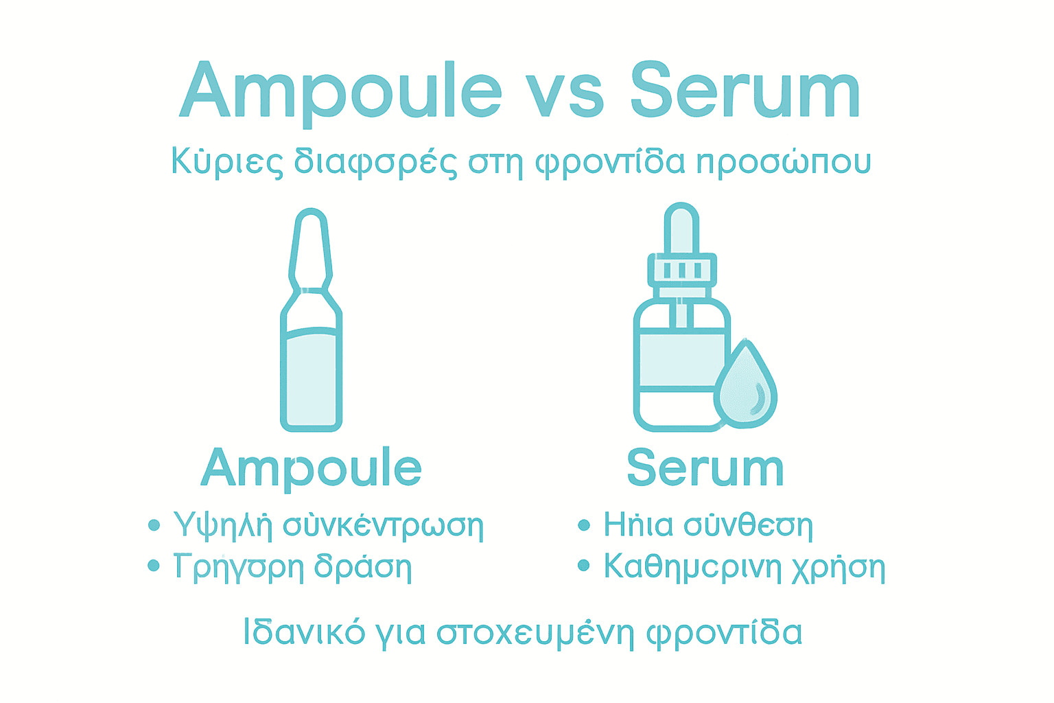 Infographic: Τα βασικά σημεία που διαχωρίζουν τα αμπούλες από τους ορούς προσώπου