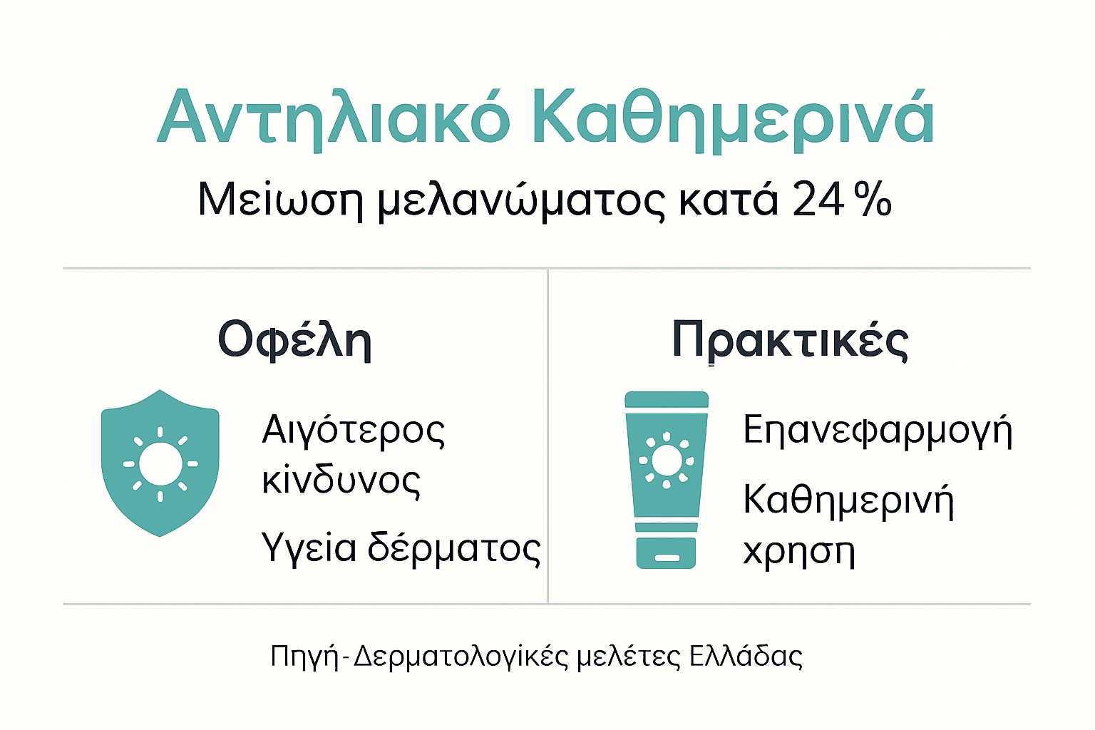 Γιατί Αντηλιακό Καθημερινά: Μείωση Μελανώματος 24% 3 Infographic: Γιατί αξίζει να βάζεις αντηλιακό κάθε μέρα