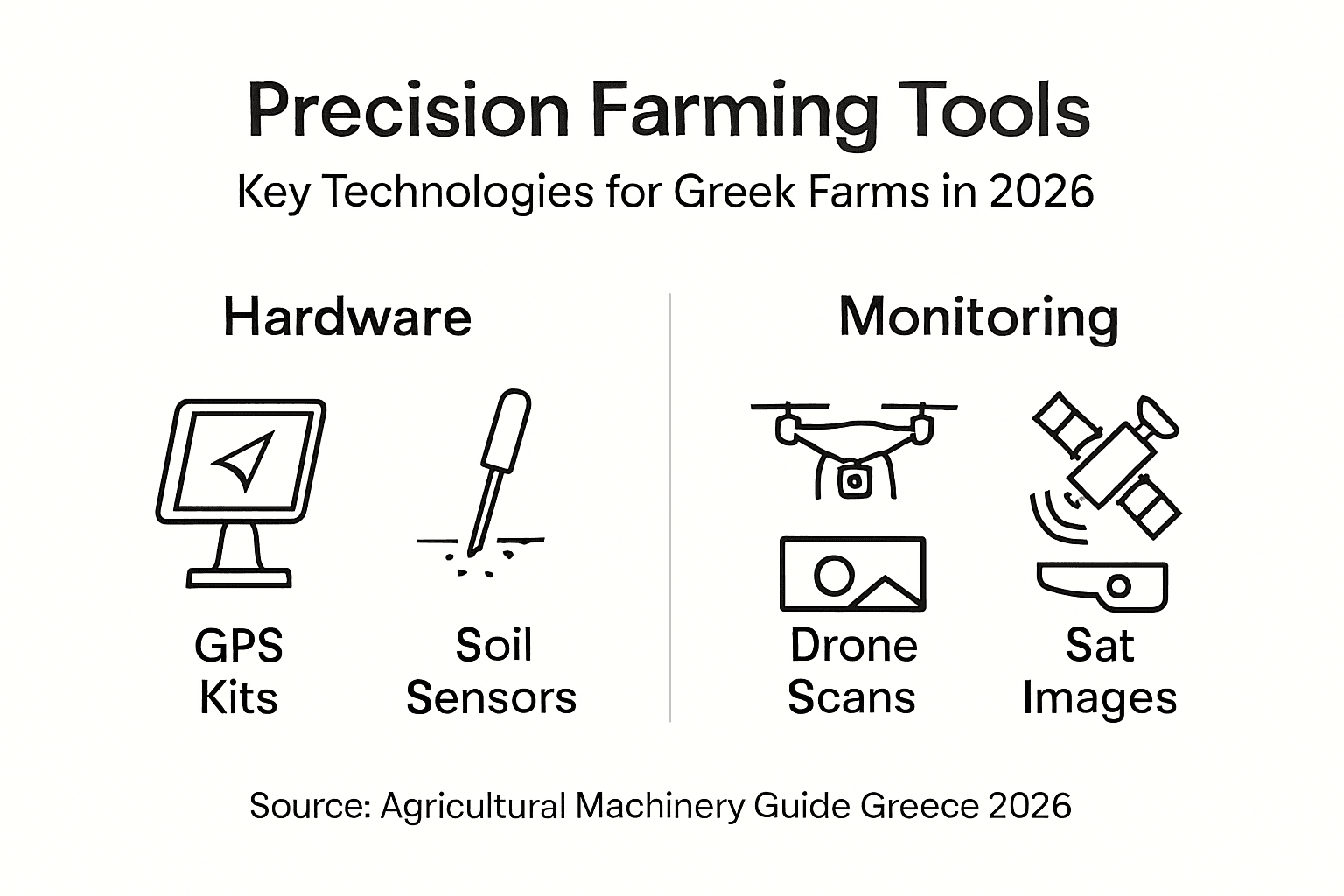 Infographic with key tools for precision agriculture