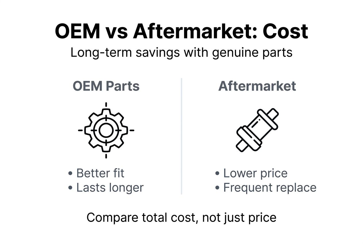 Infographic comparing OEM and aftermarket part costs