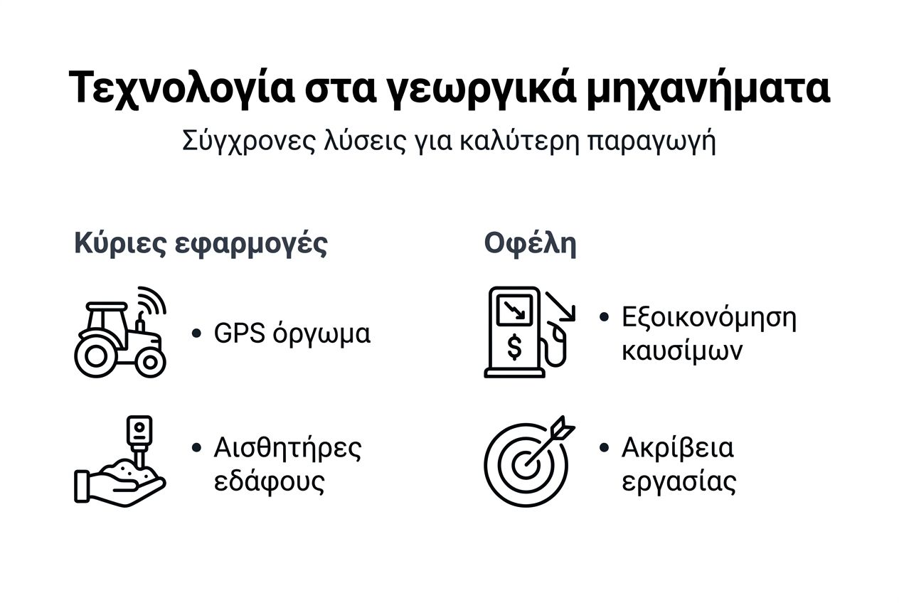 Γραφικό με απεικόνιση της σύγχρονης τεχνολογίας στα γεωργικά μηχανήματα