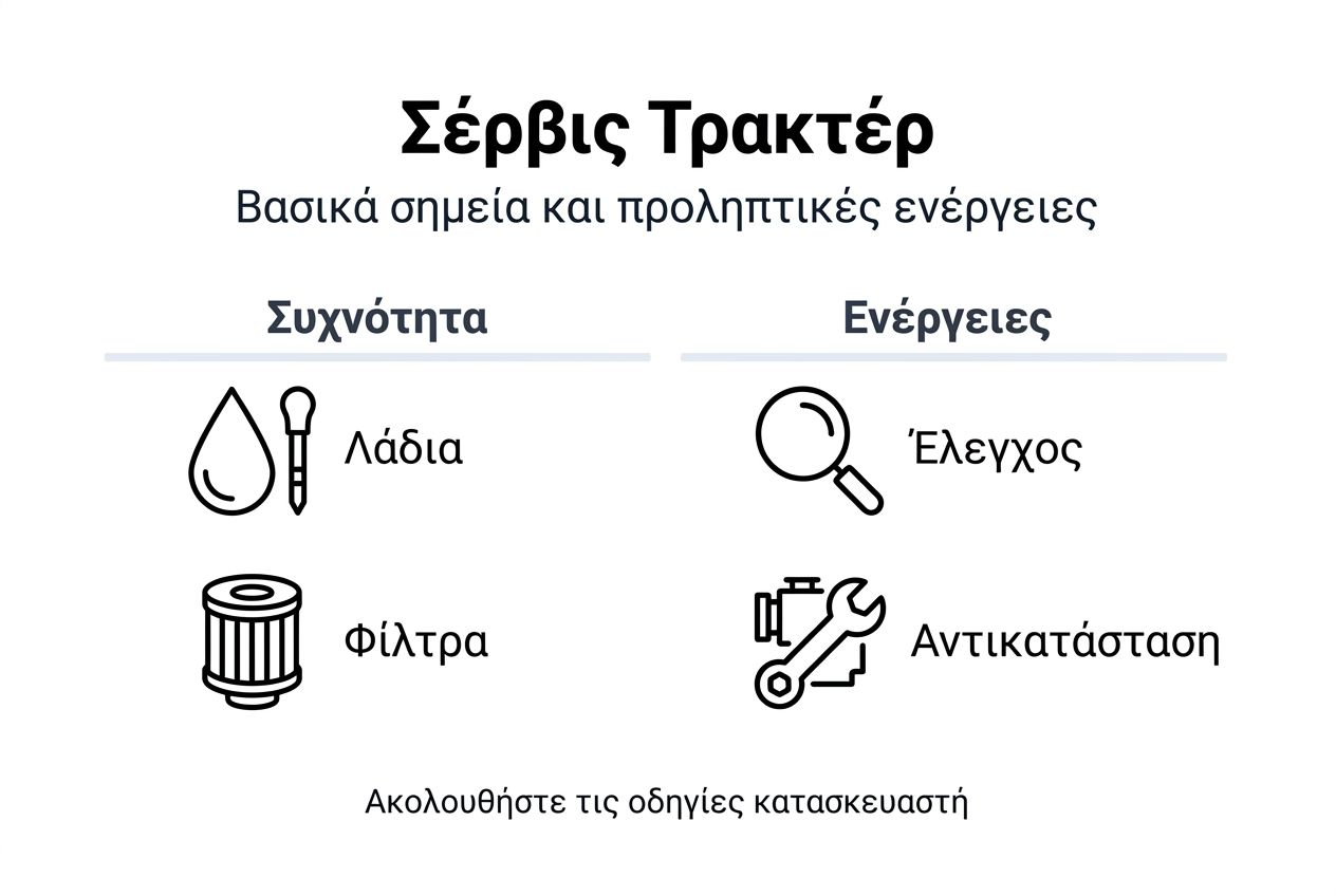 Γραφικό με τα βασικά σημεία συντήρησης του τρακτέρ