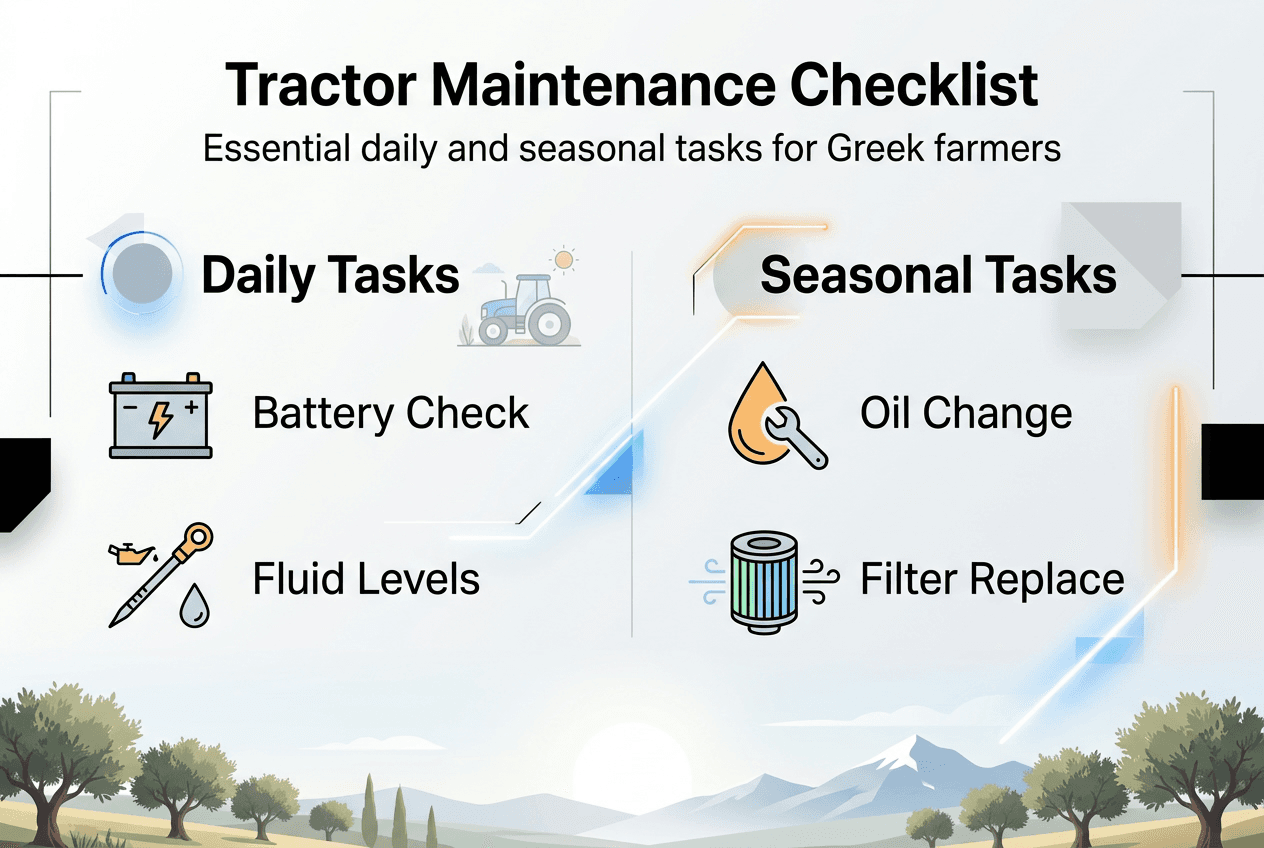 Infographic with daily and seasonal tractor tasks