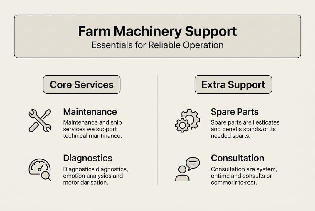 Infographic of farm machinery technical support components