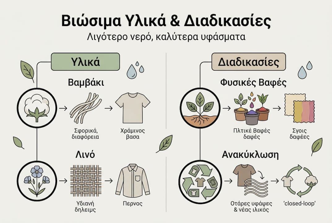 Τι Είναι Βιώσιμη Μόδα: Οδηγός Για Στυλ Με Σεβασμό Στο Περιβάλλον 2 Γραφική Απεικόνιση Με Φιλικά Προς Το Περιβάλλον Υλικά Και Βιώσιμες Πρακτικές Στη Μόδα