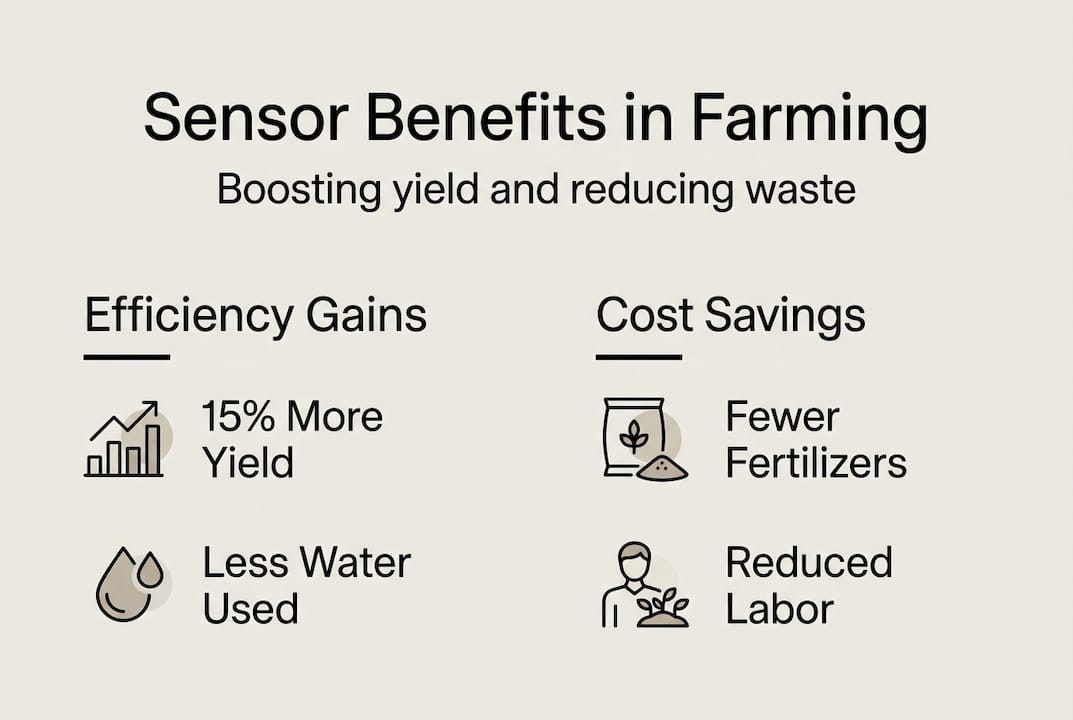 Infographic summarizing sensor benefits for farming