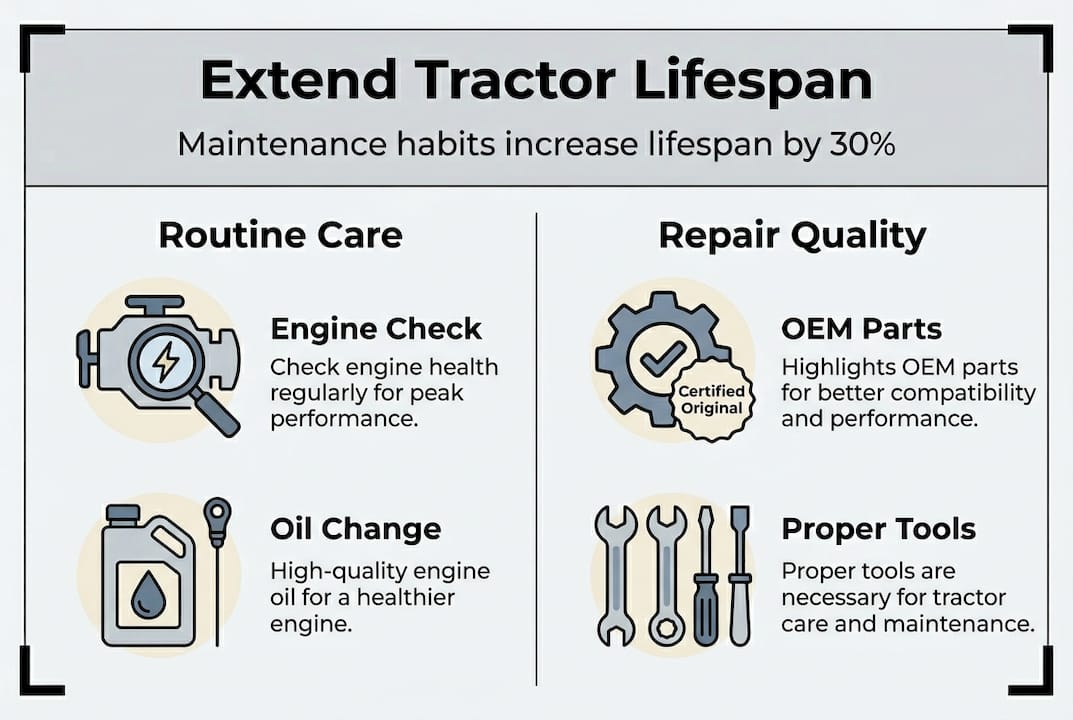 Infographic showing tractor maintenance tips