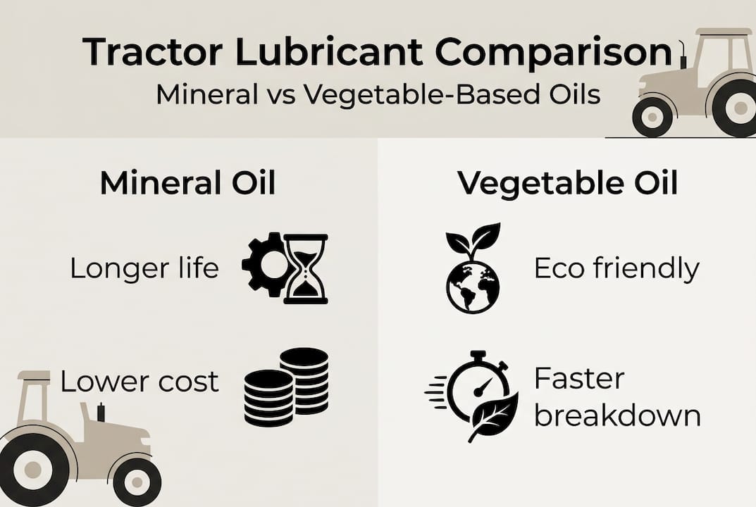 Infographic comparing mineral and vegetable tractor oils