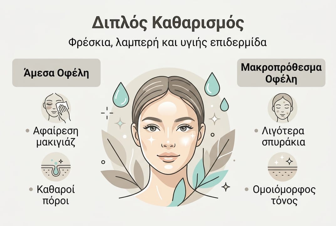 Διαδραστικό γράφημα: Τα οφέλη του διπλού καθαρισμού στο πρόσωπο