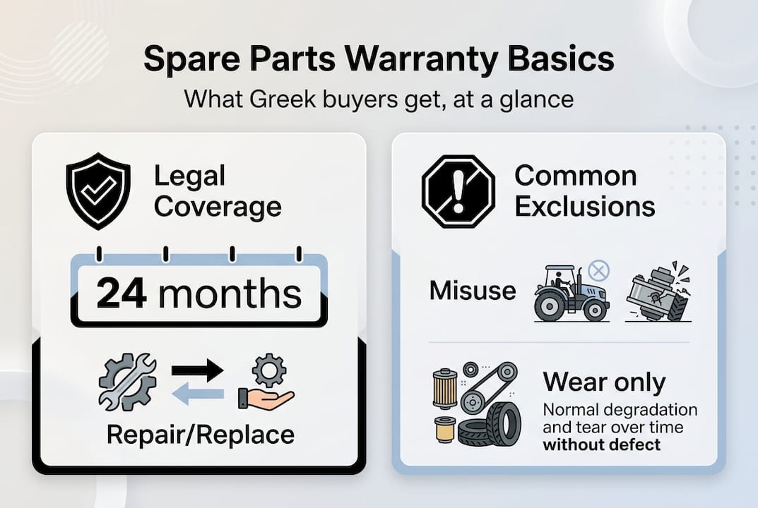 Infographic showing warranty basics and exclusions