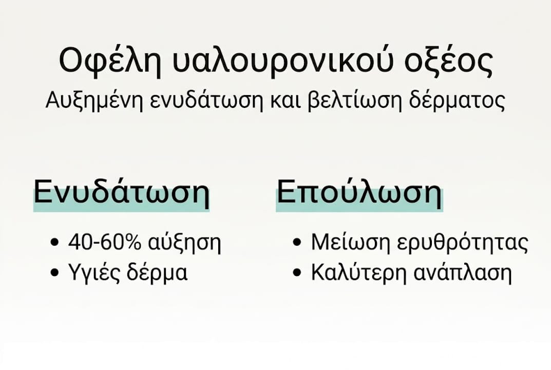 Απλό και ξεκάθαρο infographic με όλα τα οφέλη του υαλουρονικού οξέος