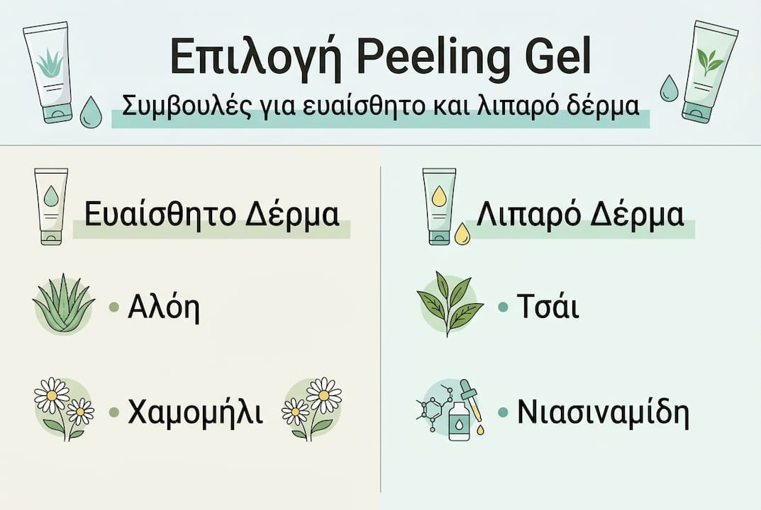 Διαδραστικό γράφημα: Ποιο peeling gel ταιριάζει στον δικό σου τύπο δέρματος;