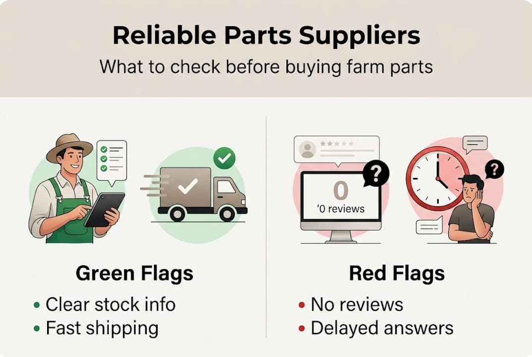 Infographic with spare parts supplier red and green flags