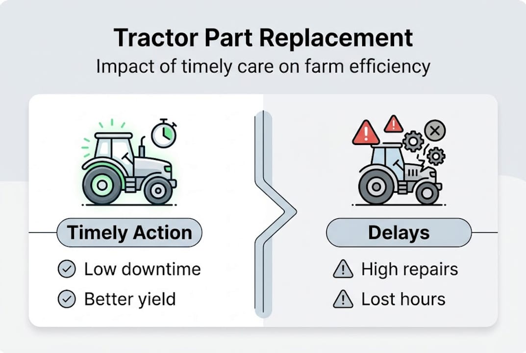 Tractor part replacement impact infographic