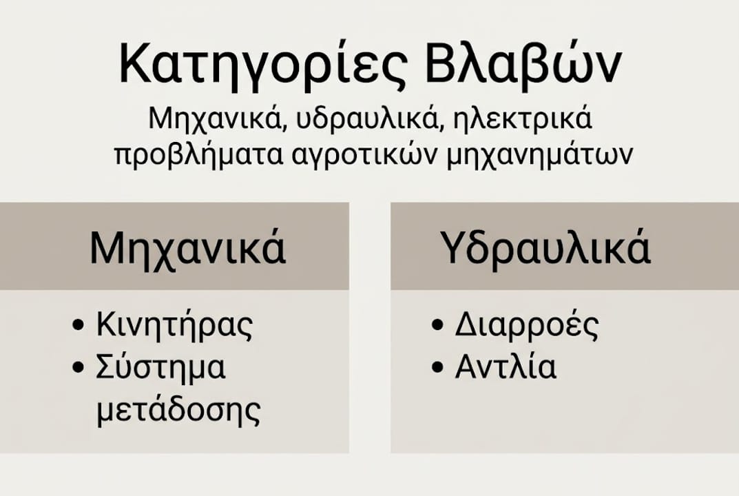 Εικονική παρουσίαση με τις κύριες μορφές ζημιών που συναντάμε στον αγροτικό τομέα