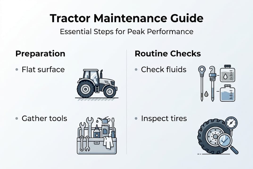 Infographic on steps in tractor maintenance