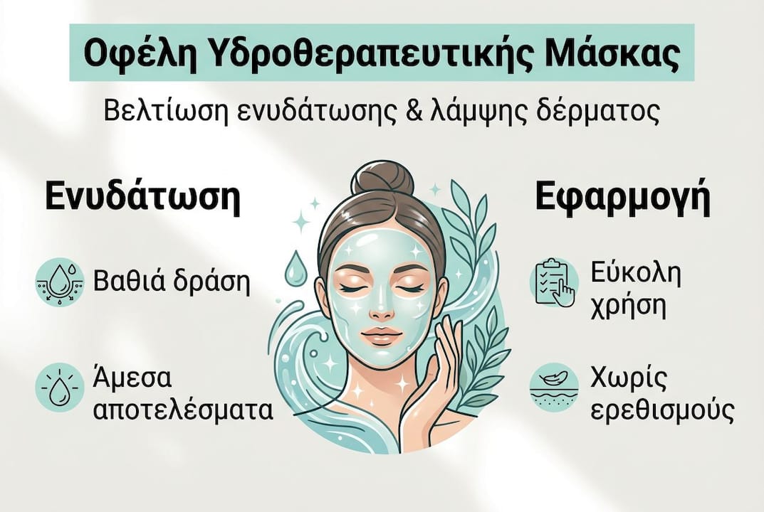 Εικονογραφημένος οδηγός με τα οφέλη και τη σωστή χρήση των υδροτζελ μασκών προσώπου