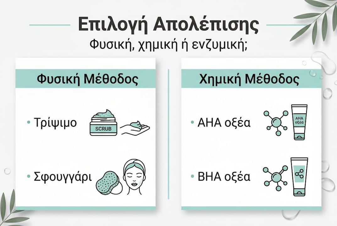Πώς να κάνετε απολέπιση προσώπου με ασφάλεια και λάμψη 3 Ενημερωτικό γράφημα με σύγκριση διαφορετικών τρόπων απολέπισης προσώπου