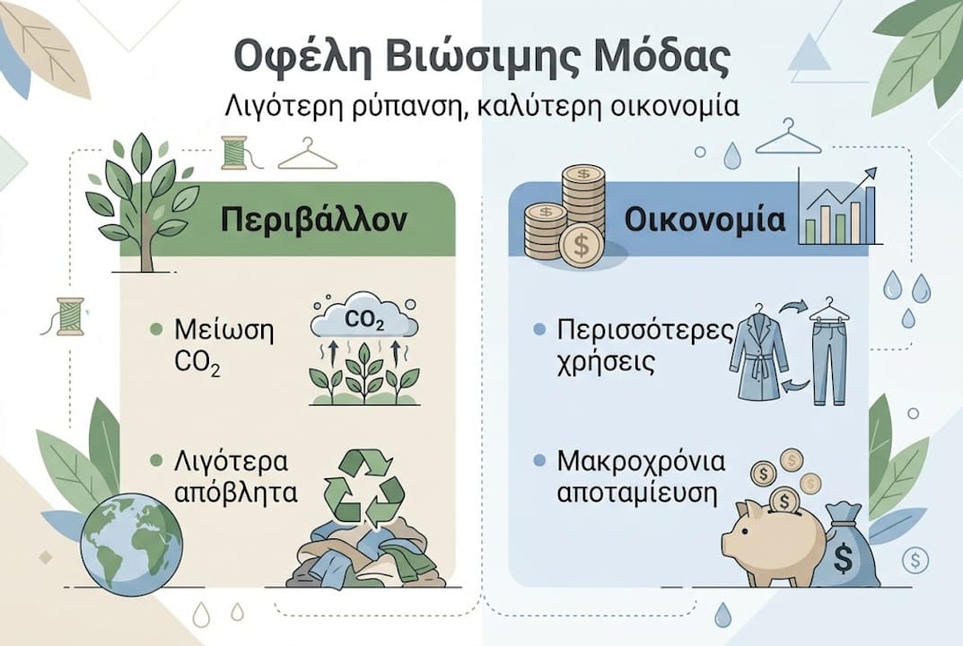 Τα Οφέλη Της Βιώσιμης Μόδας Για Εσάς Και Το Περιβάλλον 1 Γραφικό Με Τα Πλεονεκτήματα Της Βιώσιμης Μόδας Σε Σύγκριση Με Τη Συμβατική