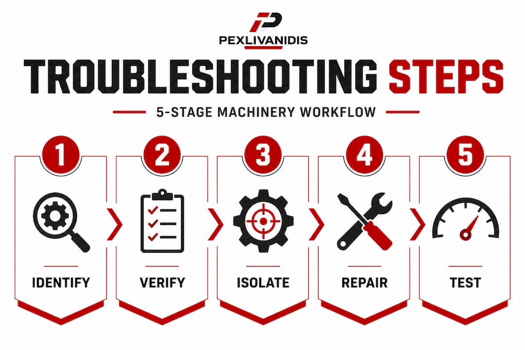 Infographic showing the five key troubleshooting steps