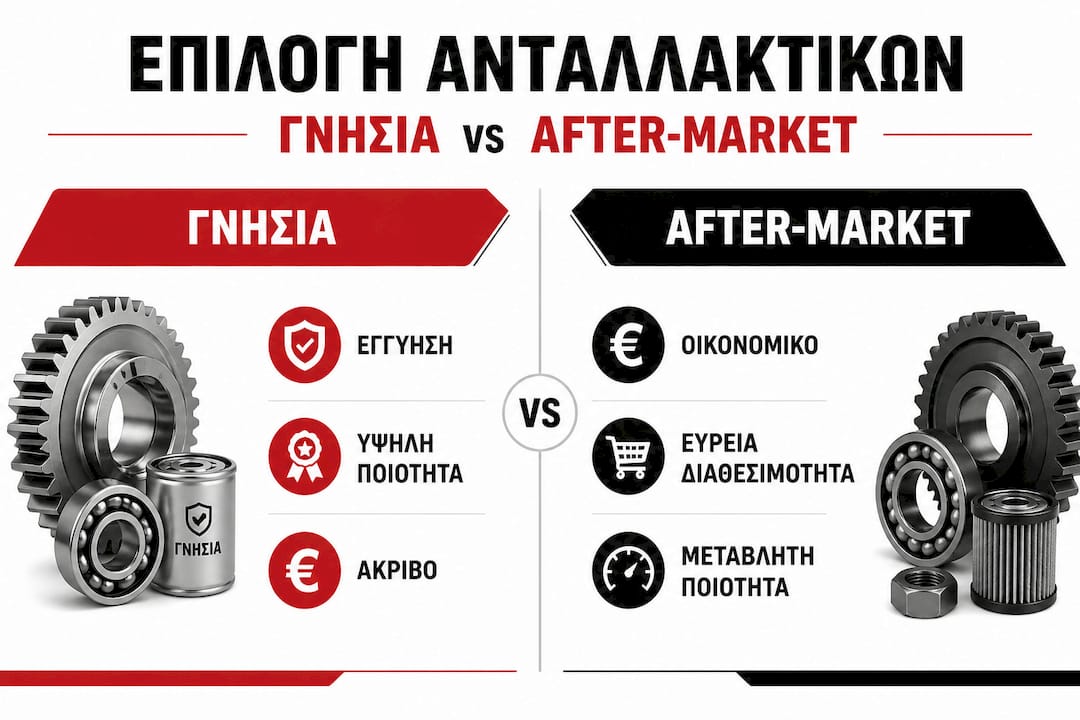 Εικαστική παρουσίαση με τα βασικά σημεία που ξεχωρίζουν τα αυθεντικά ανταλλακτικά τρακτέρ από τα ανταλλακτικά της αγοράς.