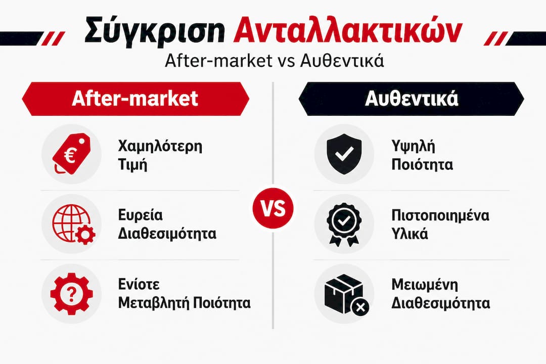 Γραφικό που αναδεικνύει τις διαφορές μεταξύ γνήσιων και μεταχειρισμένων ανταλλακτικών