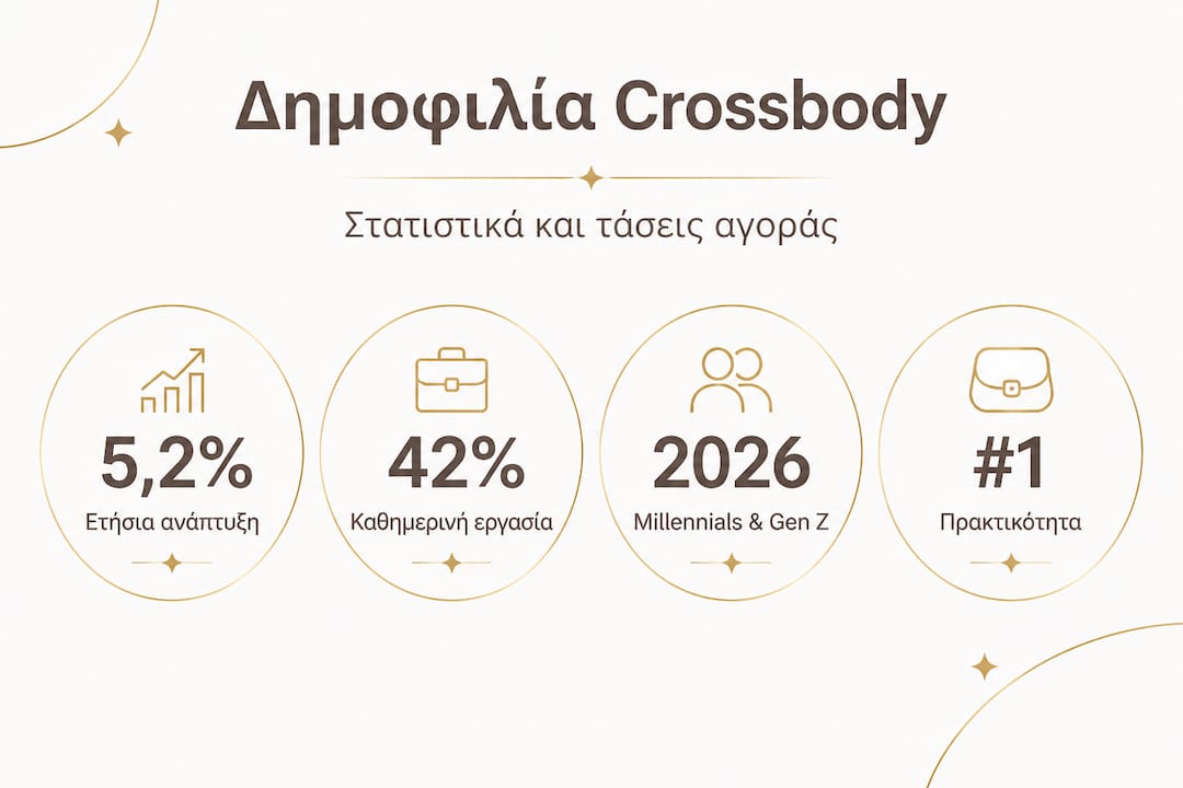 Γραφικό με ενδιαφέροντα στοιχεία και αριθμούς για τις crossbody τσάντες