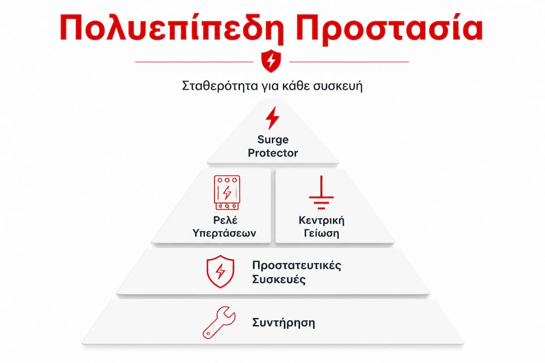 Διαγραμματική απεικόνιση της ιεραρχικής προστασίας συσκευών με πολλαπλά επίπεδα ασφαλείας