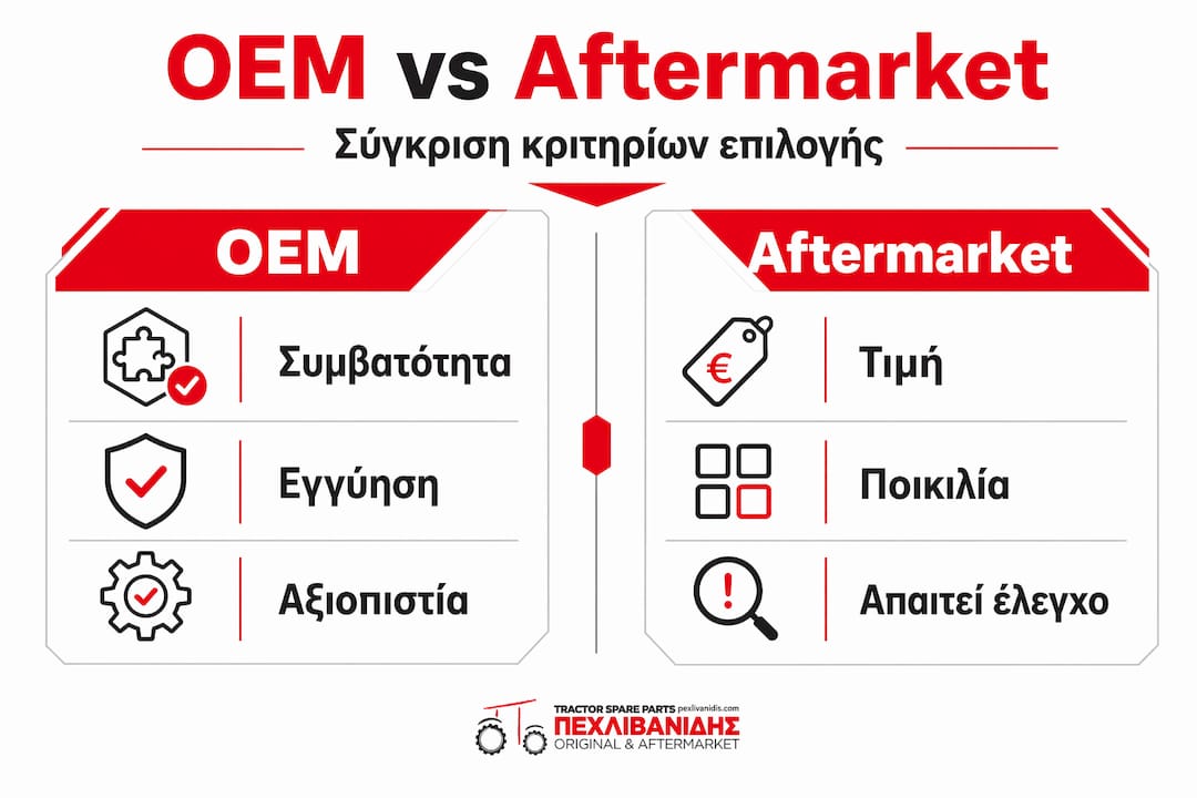 Συγκριτικός πίνακας μεταξύ γνήσιων ανταλλακτικών (OEM) και aftermarket επιλογών