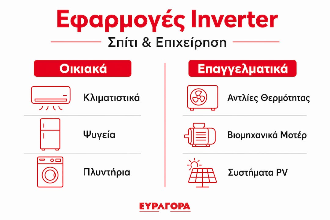 Γραφικό με σύγκριση χρήσεων inverter για το σπίτι και την επιχείρηση