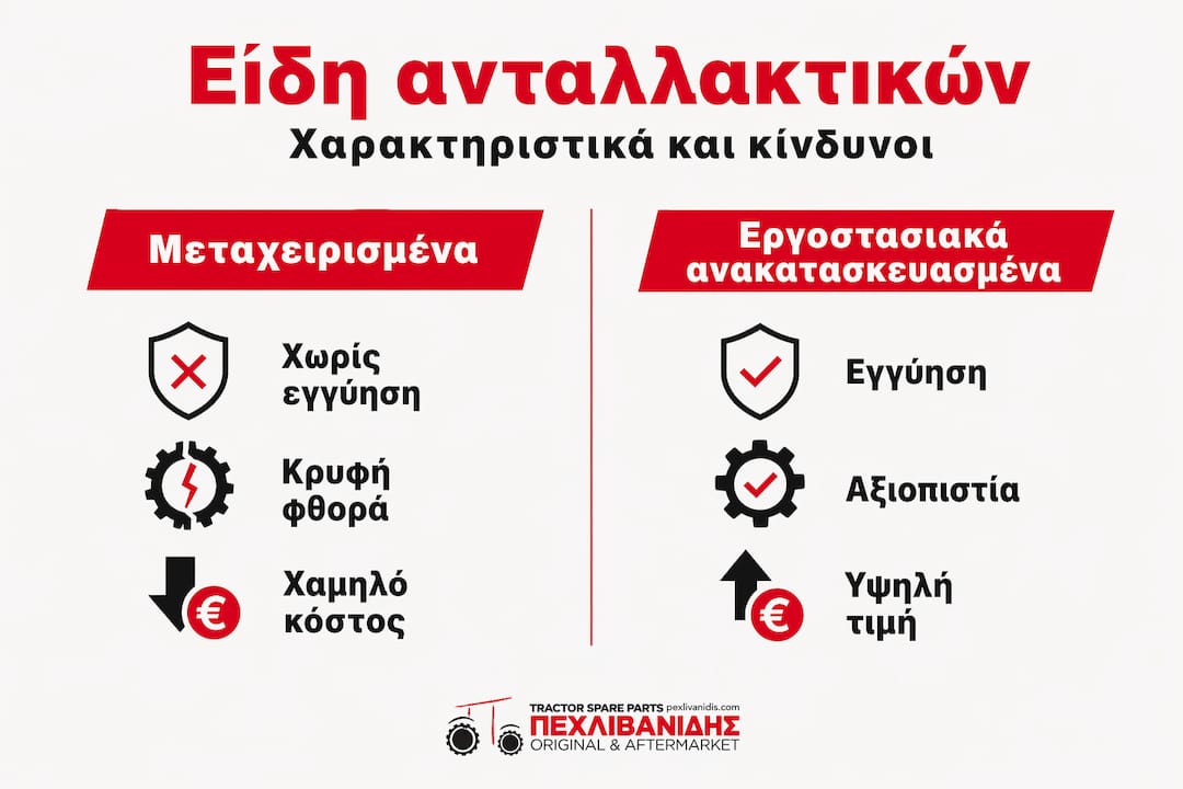 Σύγκριση μεταξύ μεταχειρισμένων και ανακατασκευασμένων ανταλλακτικών