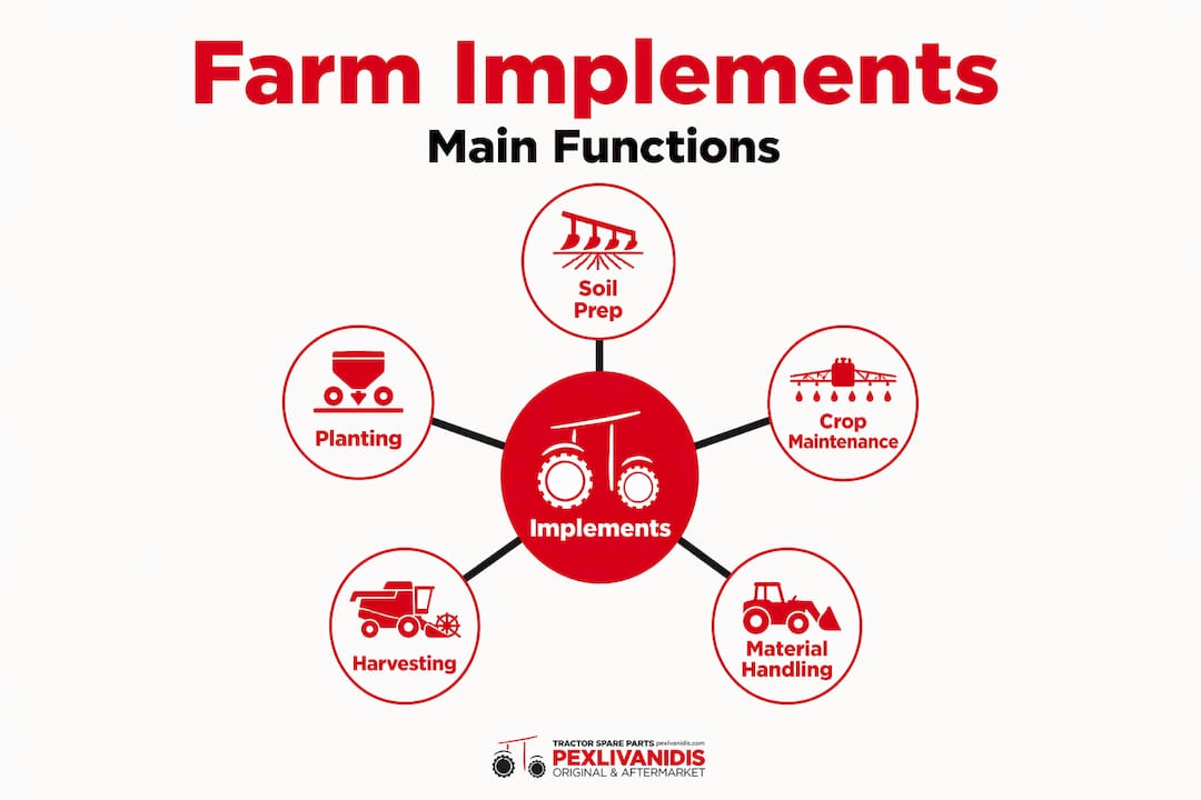 Infographic showing main farm implement categories