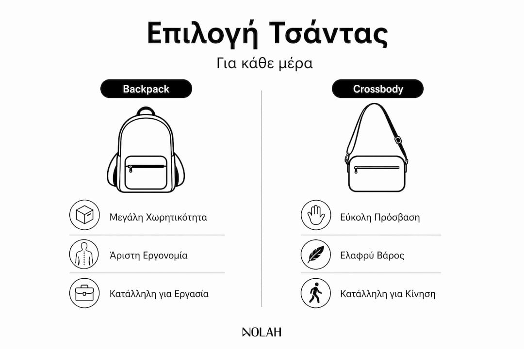 Διαδραστικό γράφημα: Ποια τσάντα σου ταιριάζει καλύτερα—σακίδιο πλάτης ή χιαστί;