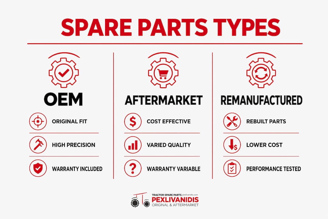 Infographic comparing OEM, aftermarket, remanufactured parts