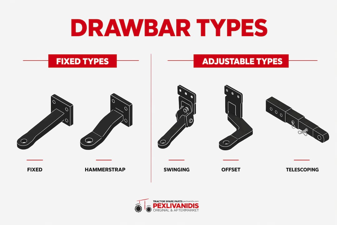 Infographic comparing different tractor drawbar types