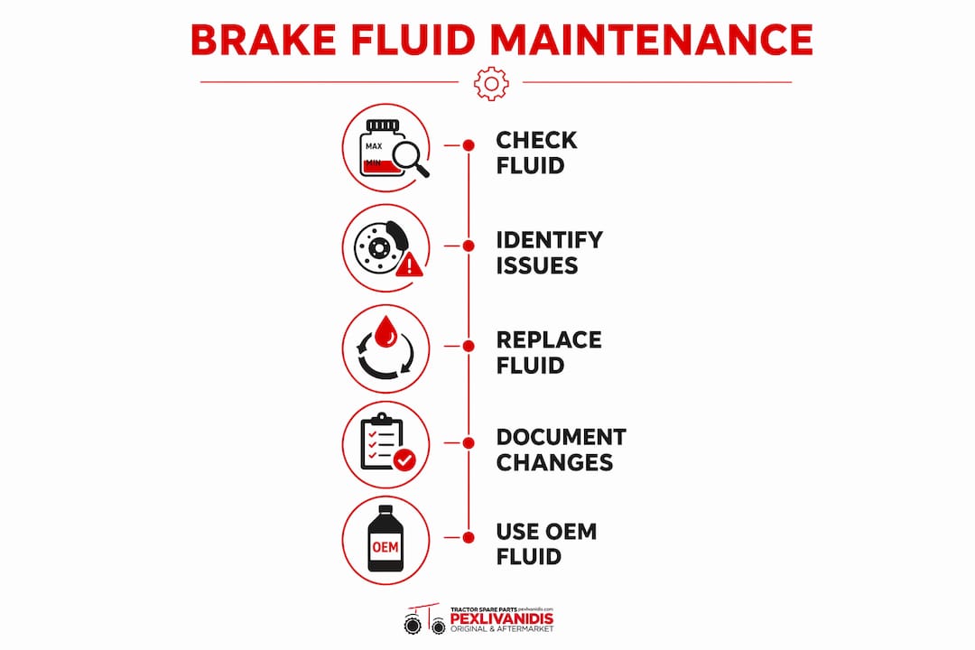 Infographic showing brake fluid maintenance steps