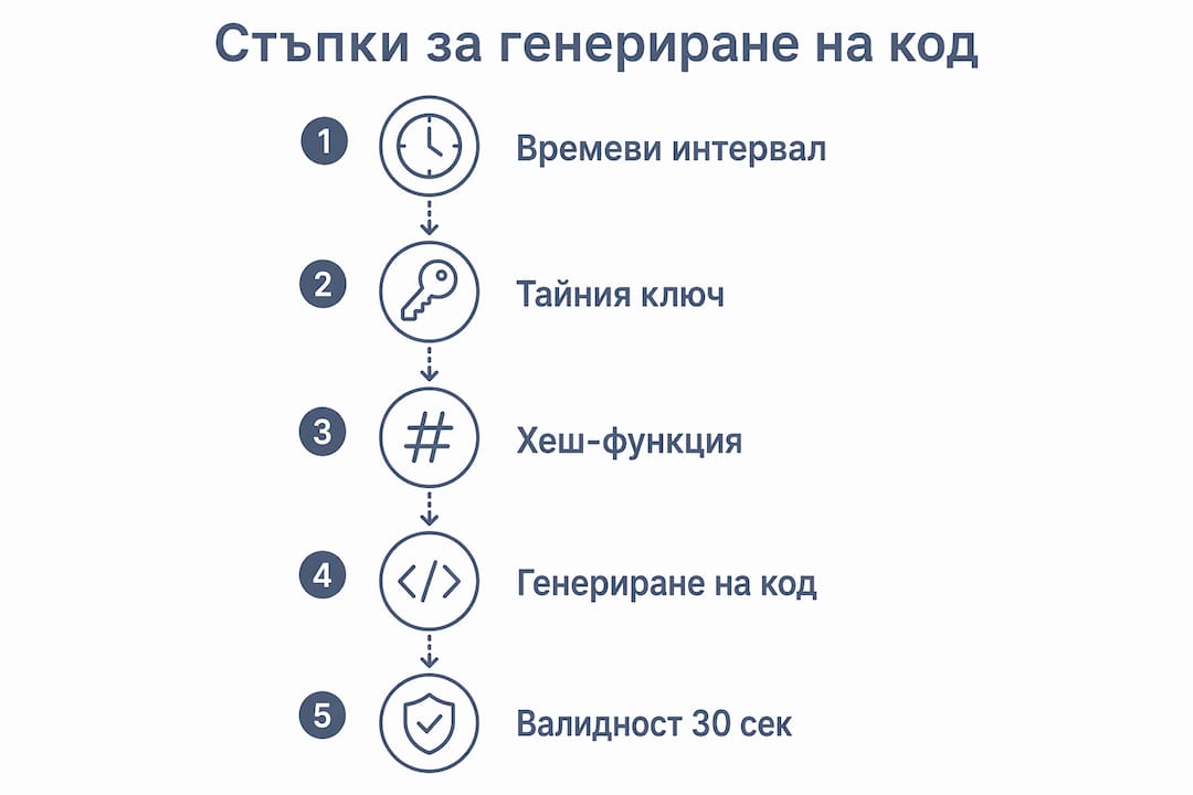 Инфографика: основни етапи при създаването на код за удостоверяване